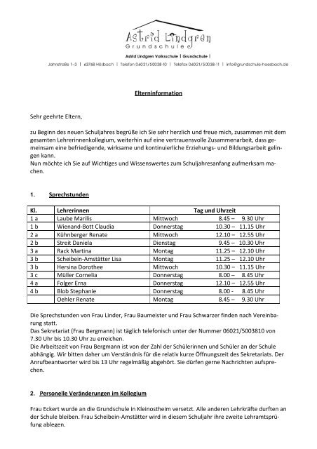 diesen Elternbrief als .pdf laden - Grundschule Hösbach