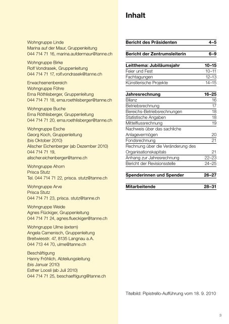 Jahresbericht 2010 - Tanne