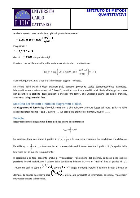 Corso sperimentale di Matematica per l'Economia e la Finanza