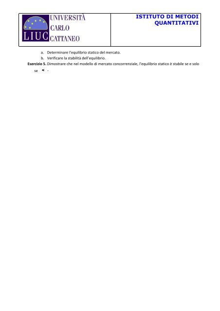 Corso sperimentale di Matematica per l'Economia e la Finanza