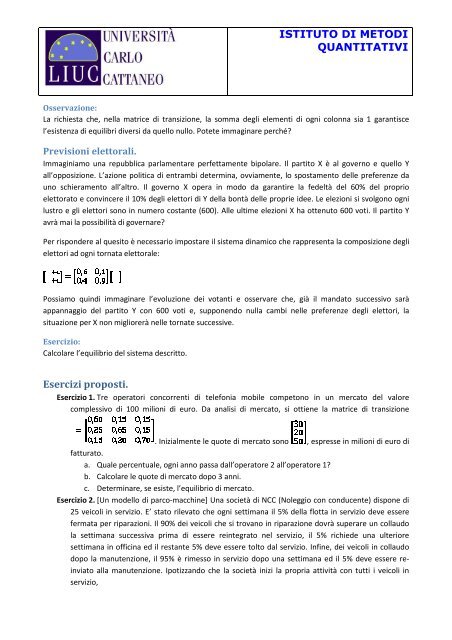 Corso sperimentale di Matematica per l'Economia e la Finanza