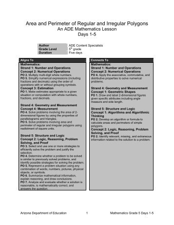 Area and Perimeter of Regular and Irregular Polygons - Arizona ...