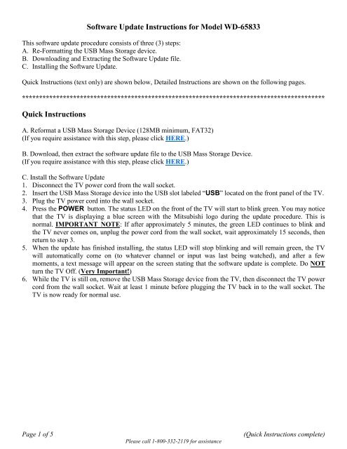 Instructions for Software Upgrade - Mitsubishi Digital Electronics ...