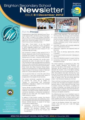 Brighton Secondary School Newsletter December 2012