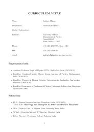 CURRICULUM VITAE - Department of Physics