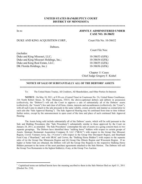 united states bankruptcy court district of minnesota - Freeborn & Peters