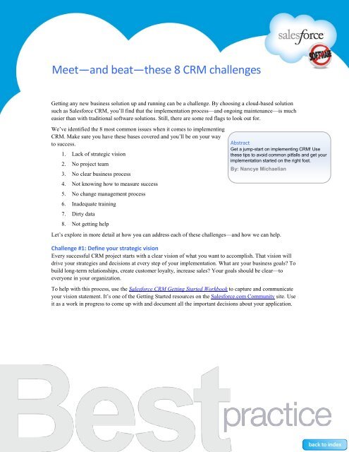 Best Practices for Implementing Salesforce CRM - Cloud Experts