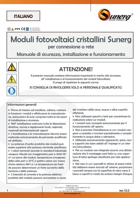 Download Manuale d'installazione - Sunerg