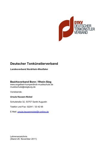 Deutscher Tonkünstlerverband - dtkv bonn / rhein-sieg