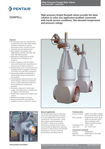 High pressure forged Sempell valves provide the ideal solution to ...