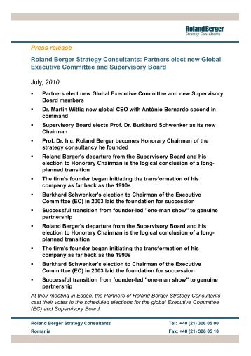 Press release Roland Berger Strategy Consultants: Partners elect ...