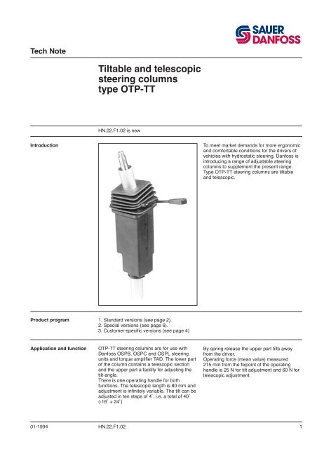 Tiltable and telescopic steering columns type OTP-TT