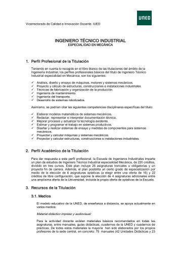 INGENIERO TÃCNICO INDUSTRIAL - UNED