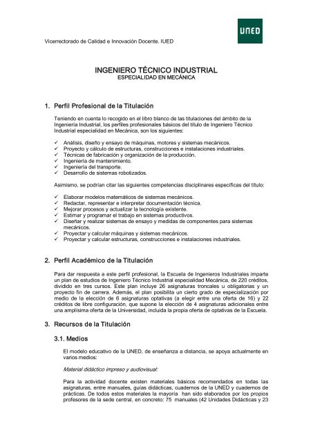 INGENIERO TÃCNICO INDUSTRIAL - UNED