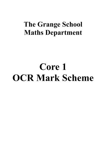 C1 Markscheme Booklet - The Grange School Blogs