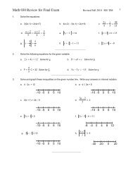 Math 030 Review for Final Exam