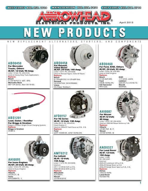 NEW PRODUCTS - Arrowhead Electrical Products, Inc.