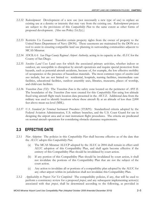 MCAS Miramar Airport Land Use Compatibility Plan - San Diego ...