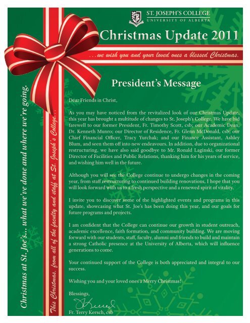 Christmas Update 2011 - St. Joseph's College - University of Alberta