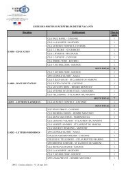 LISTE DES POSTES SUSCEPTIBLES D'ETRE VACANTS