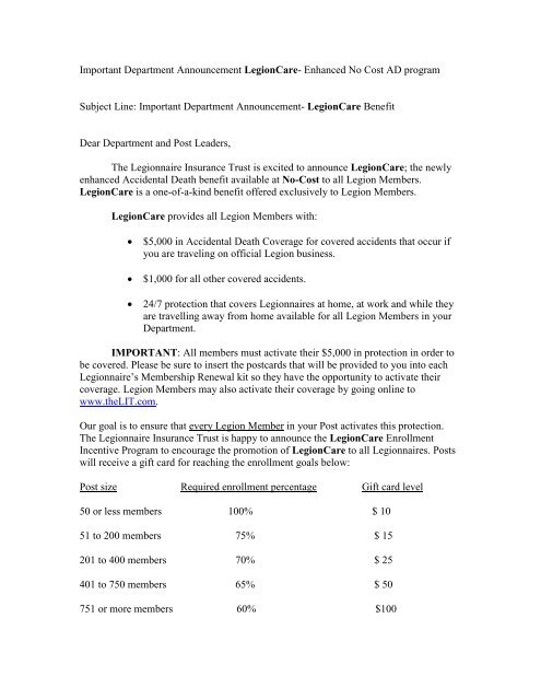 Legionnaire Insurance Trust - American Legion