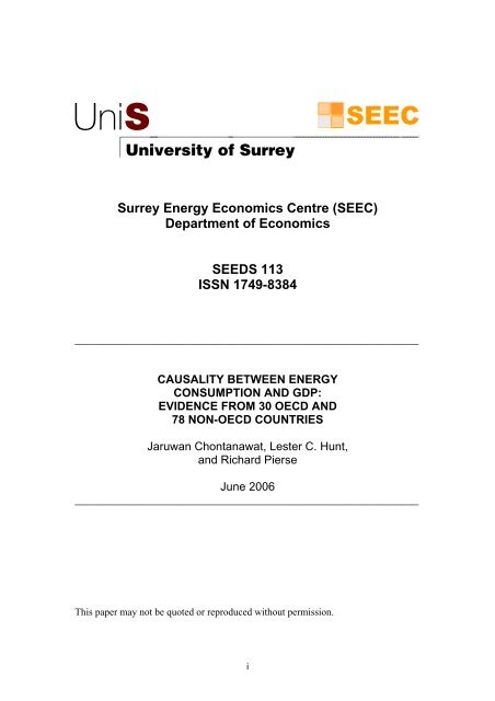 Causality between Energy Consumption and GDP: Evidence from ...