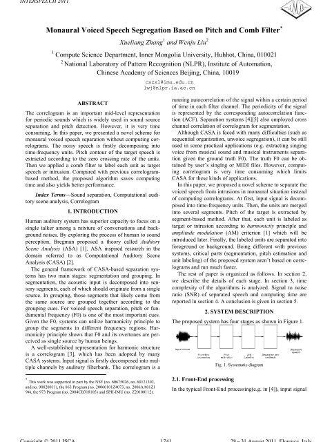 Monaural Voiced Speech Segregation Based on Pitch and Comb Filter