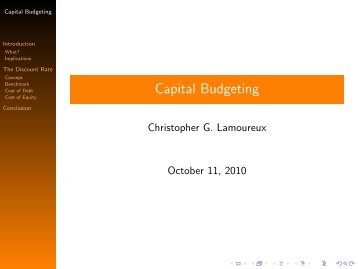 Talk to Fin 512 on Capital Budgeting (October 11, 2010).