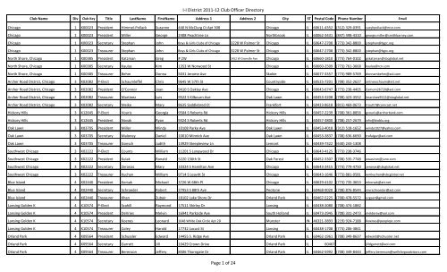 II District 2011-12 Club Officer Directory Page - Illinois-Eastern Iowa ...