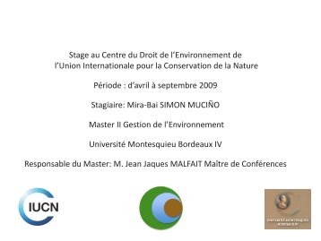 Rapport de Stage au Centre du Droit de l'Environnement - Master ...