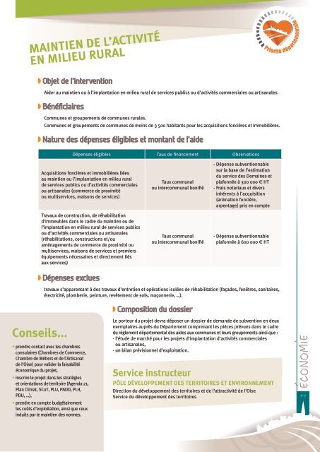 Guide des aides aux communes - Conseil général de l'Oise