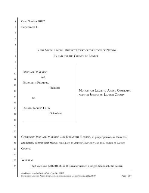 Motion for Leave to Amend Complaint and for Joinder of Lander ...