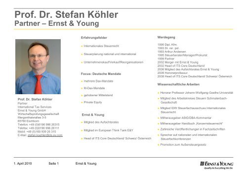 Prof. Dr. Stefan Köhler Partner -Ernst & Young - Goethe-Universität