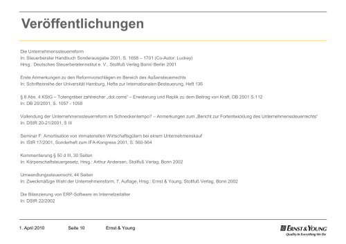 Prof. Dr. Stefan Köhler Partner -Ernst & Young - Goethe-Universität