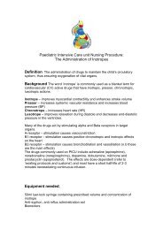 Administration of Inotropes - Cardiff PICU