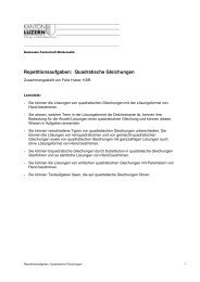 Repetitionsaufgaben: Quadratische Gleichungen