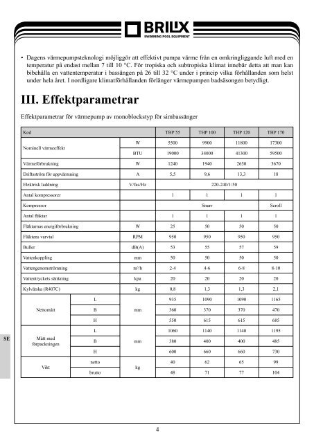 vÃ¤rmepump till bassÃ¤nger installations- och ... - Partnerline AS