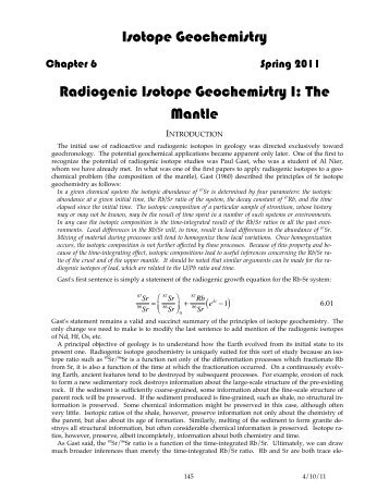 Radiogenic Isotope Geochemistry of the Mantle