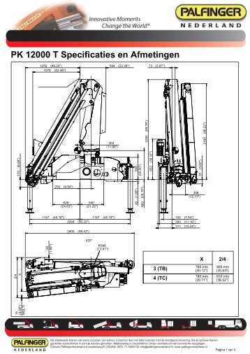 PK 12000 T Specificaties en Afmetingen - Palfinger