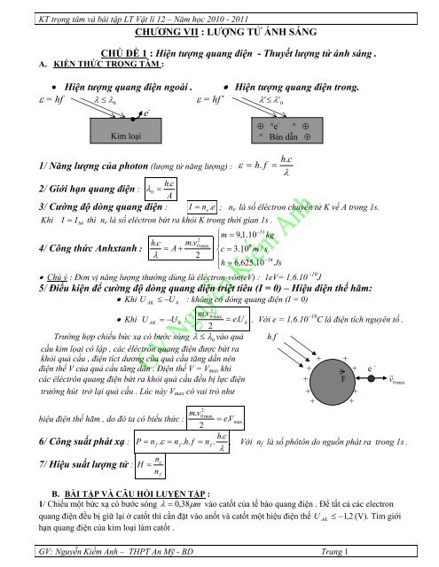 Bài Tập Hiện Tượng Quang Điện Trong: Hướng Dẫn Chi Tiết Và Bài Tập Thực Hành