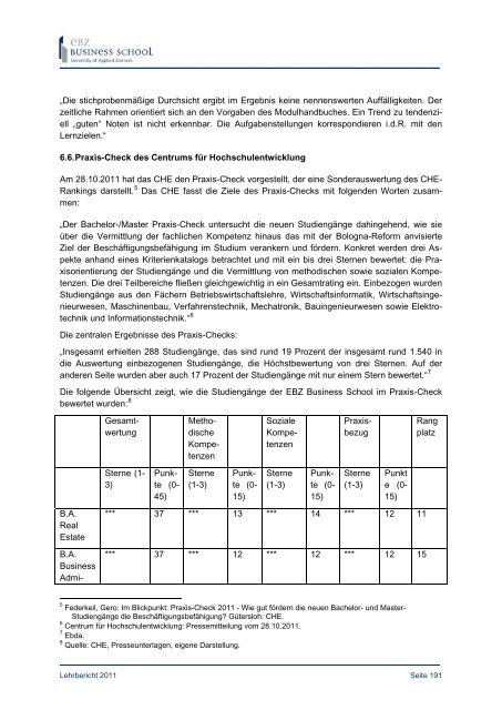 Lehrbericht 2011 - EBZ Business School