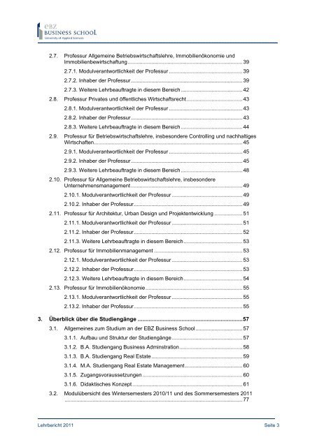 Lehrbericht 2011 - EBZ Business School