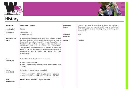 Post 16 Course Information Guide 2012/2013 - Whitley Academy