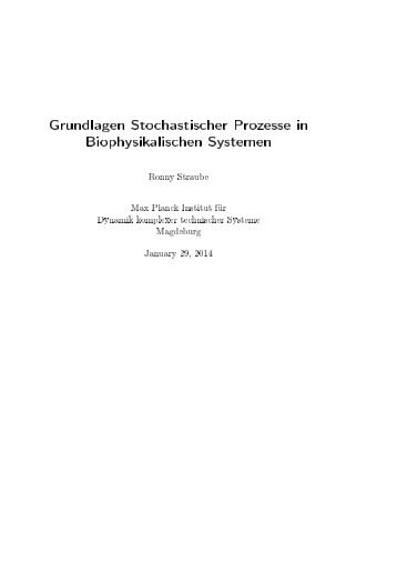 Grundlagen Stochastischer Prozesse in Biophysikalischen Systemen