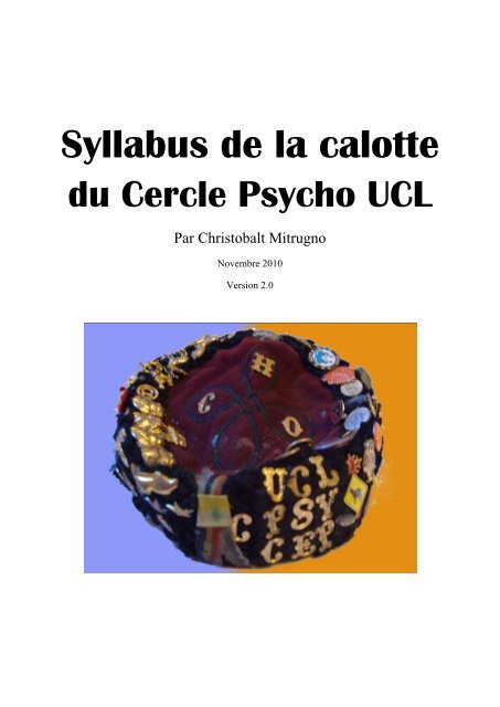Syllabus de la calotte du Cercle Psycho UCL - HELARY.NET