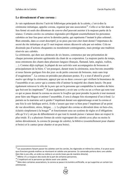 Syllabus de la calotte du Cercle Psycho UCL - HELARY.NET