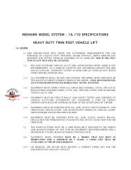 1a /10 specifications heavy duty twin post vehicle lift - Mohawk Lifts