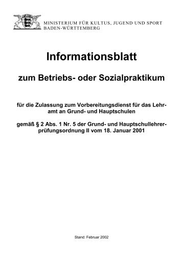 zum Betriebs- oder Sozialpraktikum