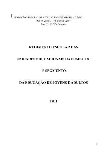 Regimento Escolar das Unidades Educacionais ... - Pedro P. Ferreira