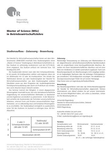Master of Science (MSc) - Wirtschaftswissenschaften - Universität ...